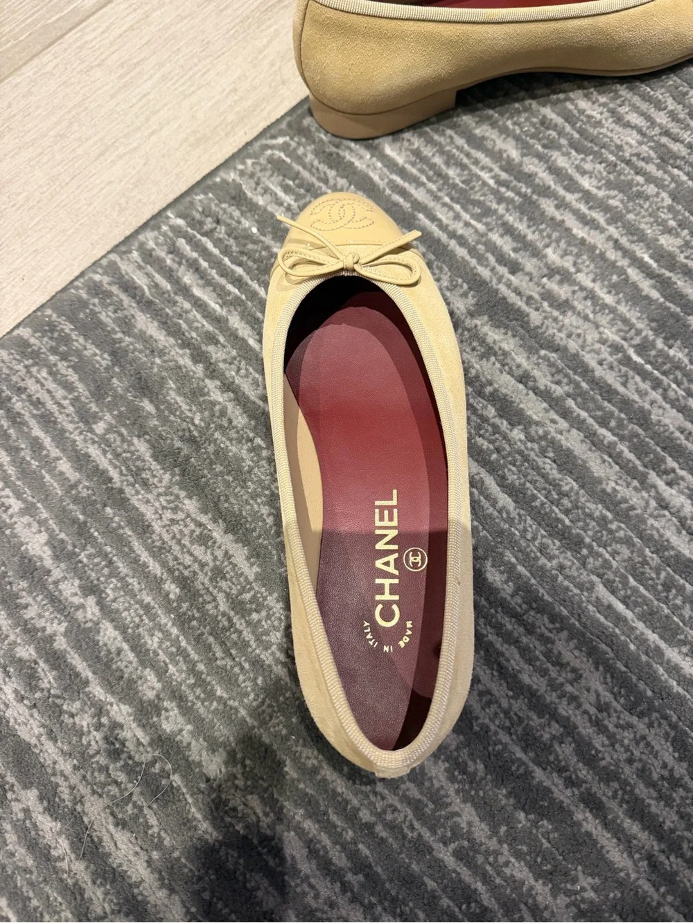CHANEL NWT Beige Cap-Toe Ballet Flats
